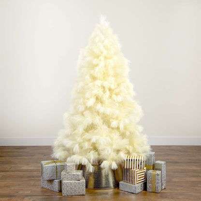 6ft. Artificial Off-White Pampas Grass Christmas Tree
