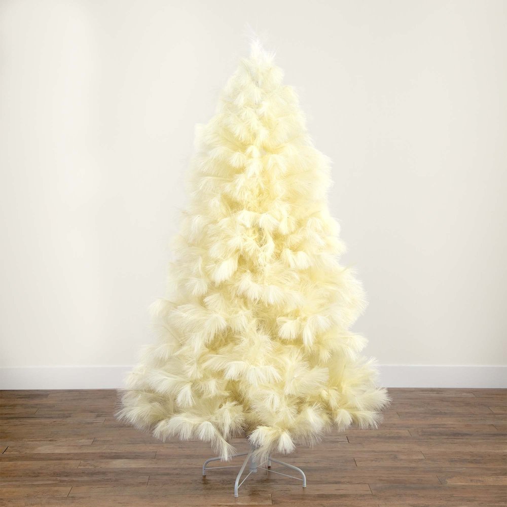 6ft. Artificial Off-White Pampas Grass Christmas Tree