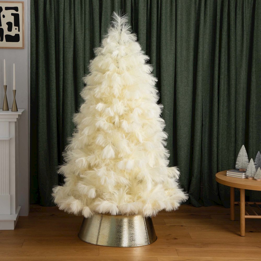 6ft. Artificial Off-White Pampas Grass Christmas Tree