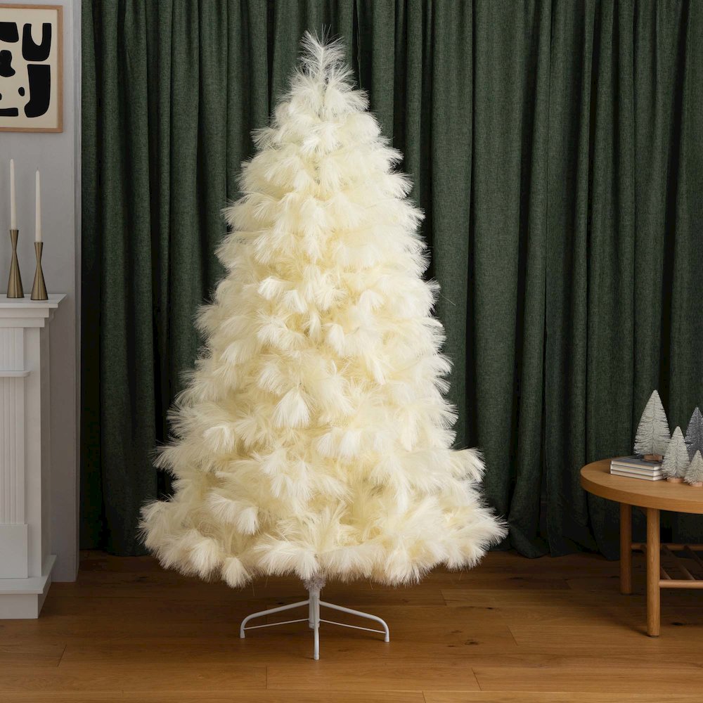 6ft. Artificial Off-White Pampas Grass Christmas Tree