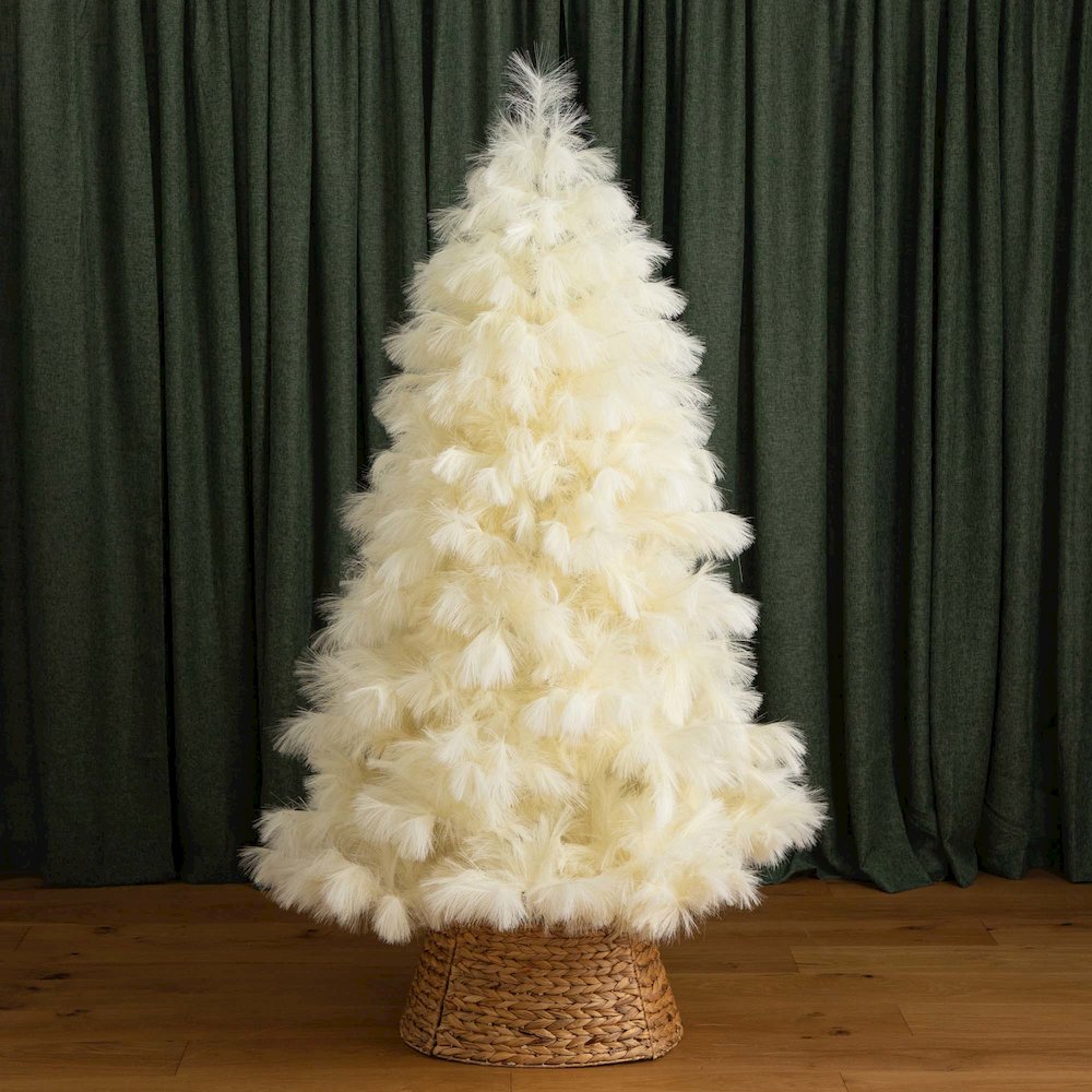 6ft. Artificial Off-White Pampas Grass Christmas Tree