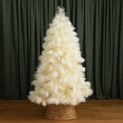 6ft. Artificial Off-White Pampas Grass Christmas Tree