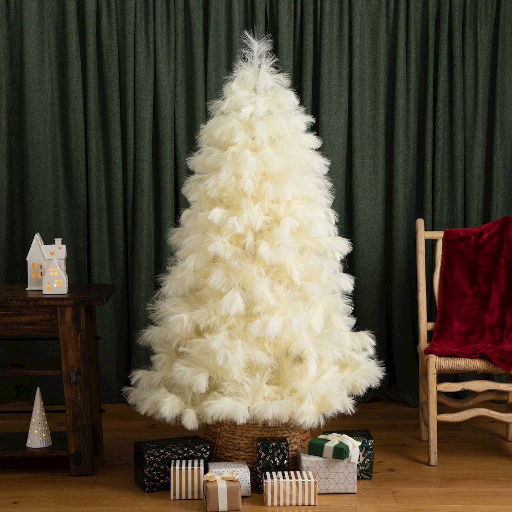 6ft. Artificial Off-White Pampas Grass Christmas Tree