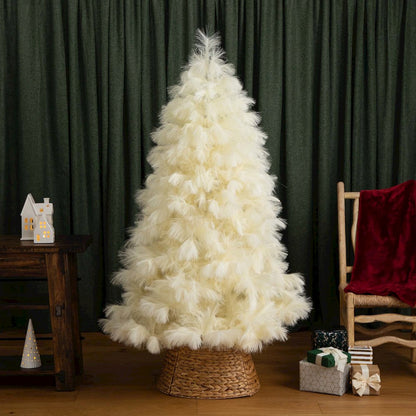 6ft. Artificial Off-White Pampas Grass Christmas Tree