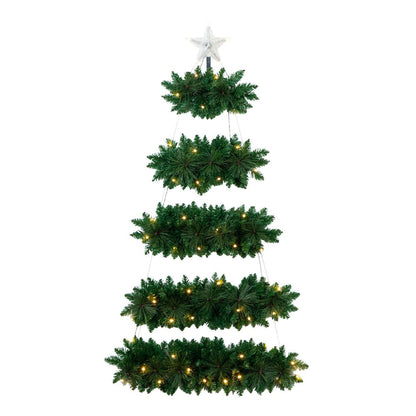 5ft. Artificial Wall Hanging Christmas Tree with 50 Warm White LED Lights
