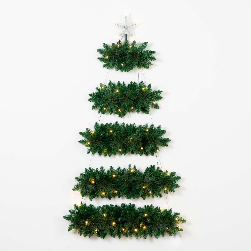 5ft. Artificial Wall Hanging Christmas Tree with 50 Warm White LED Lights
