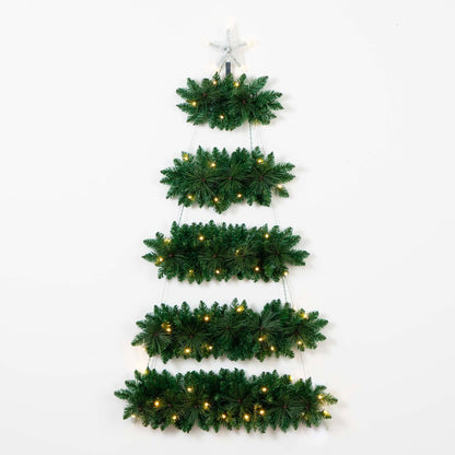 5ft. Artificial Wall Hanging Christmas Tree with 50 Warm White LED Lights