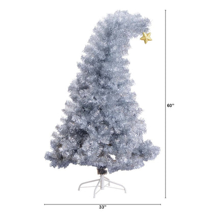 5ft. Artificial Silver Tinsel Holiday Santa's Hat Christmas Tree