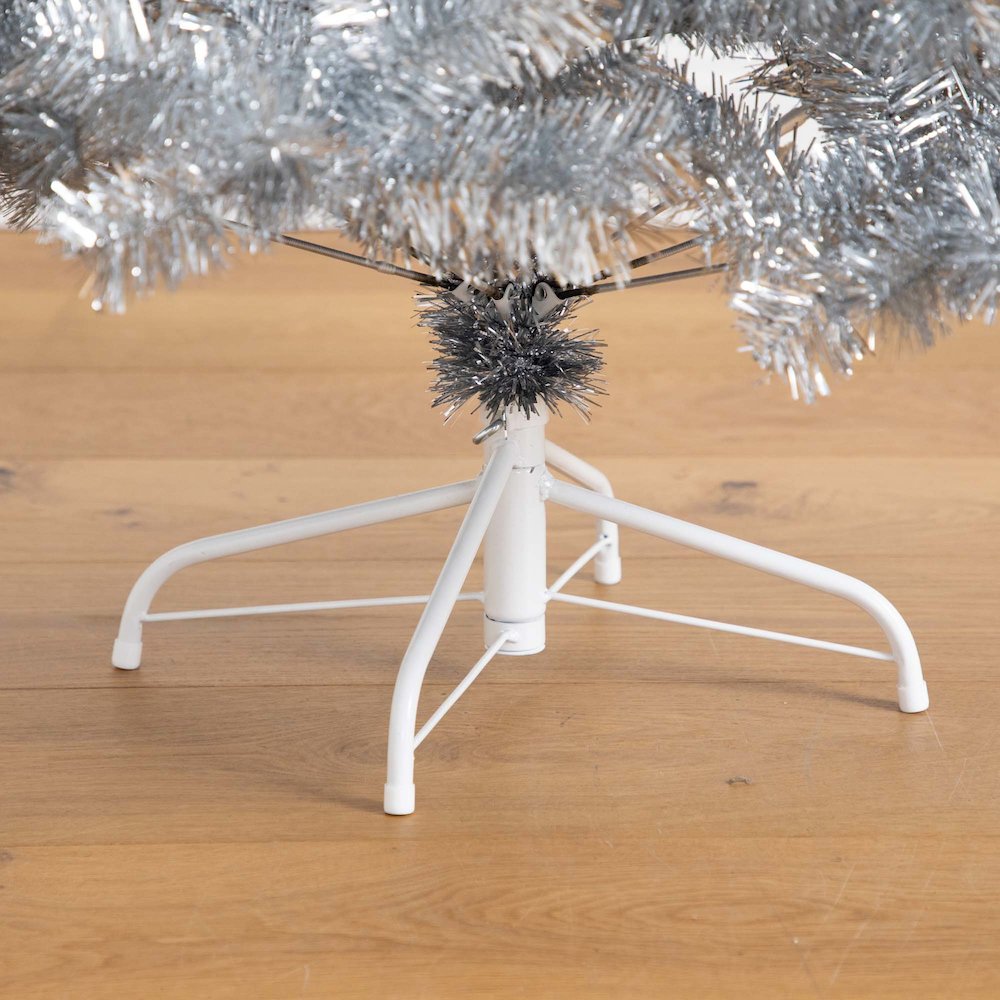 5ft. Artificial Silver Tinsel Holiday Santa's Hat Christmas Tree
