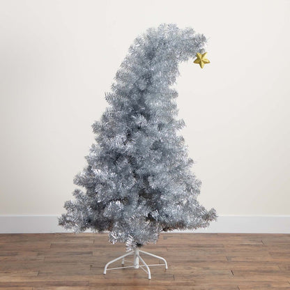 5ft. Artificial Silver Tinsel Holiday Santa's Hat Christmas Tree