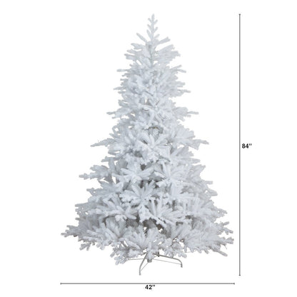 7ft. Pre-Lit Artificial White California Spruce Christmas Tree