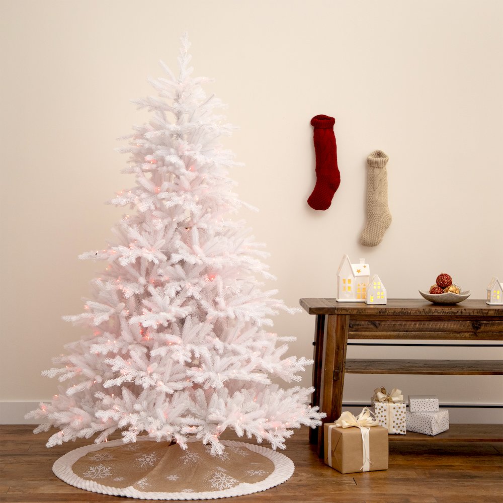 7ft. Pre-Lit Artificial White California Spruce Christmas Tree