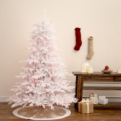 7ft. Pre-Lit Artificial White California Spruce Christmas Tree