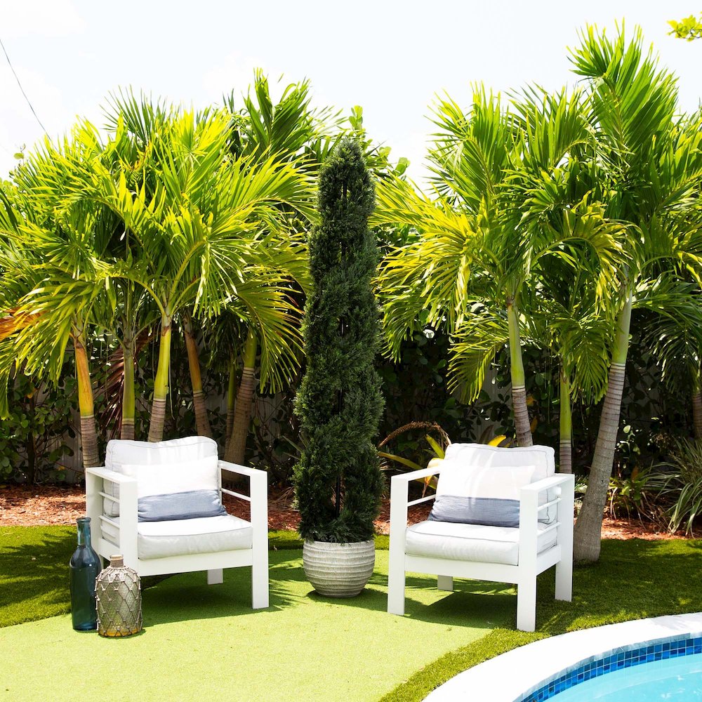 7ft. Double Pond Cypress Spiral Topiary UV Resistant (Indoor/Outdoor)
