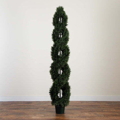 7ft. Double Pond Cypress Spiral Topiary UV Resistant (Indoor/Outdoor)