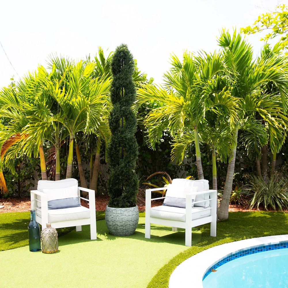 8ft. Double Pond Cypress Spiral Topiary UV Resistant (Indoor/Outdoor)