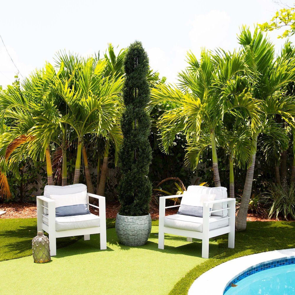 8ft. Double Pond Cypress Spiral Topiary UV Resistant (Indoor/Outdoor)