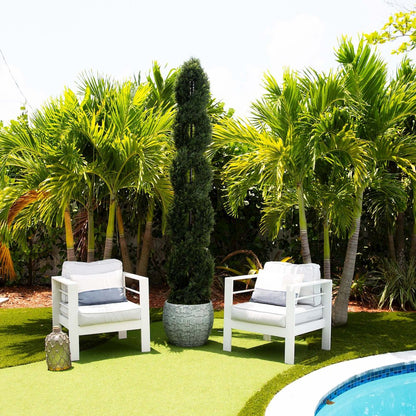 8ft. Double Pond Cypress Spiral Topiary UV Resistant (Indoor/Outdoor)