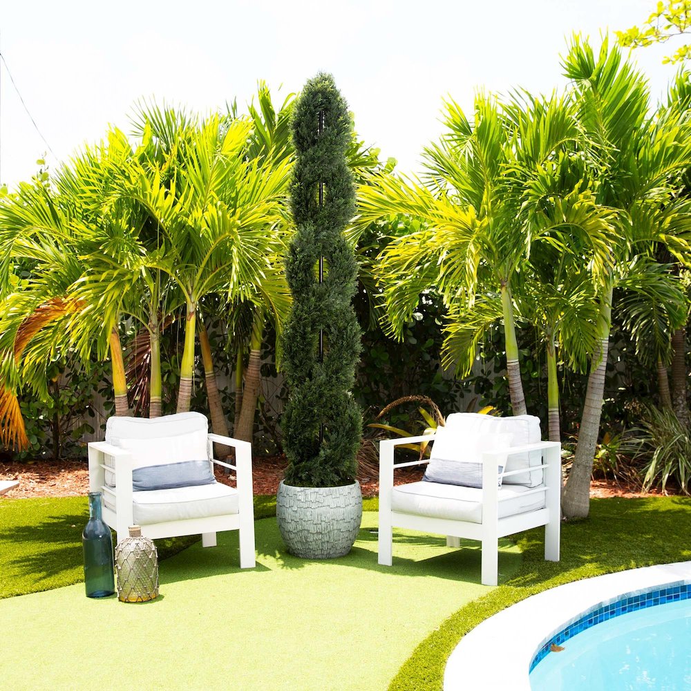8ft. Double Pond Cypress Spiral Topiary UV Resistant (Indoor/Outdoor)
