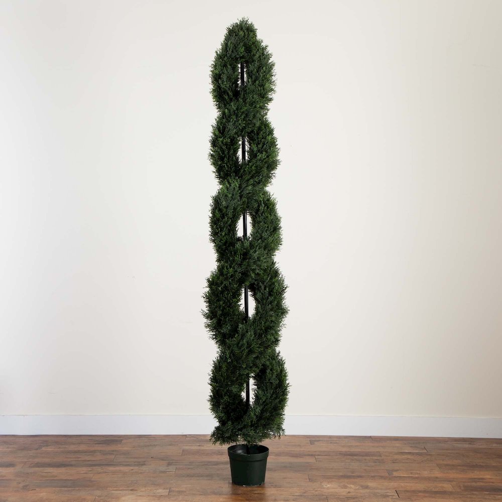 8ft. Double Pond Cypress Spiral Topiary UV Resistant (Indoor/Outdoor)