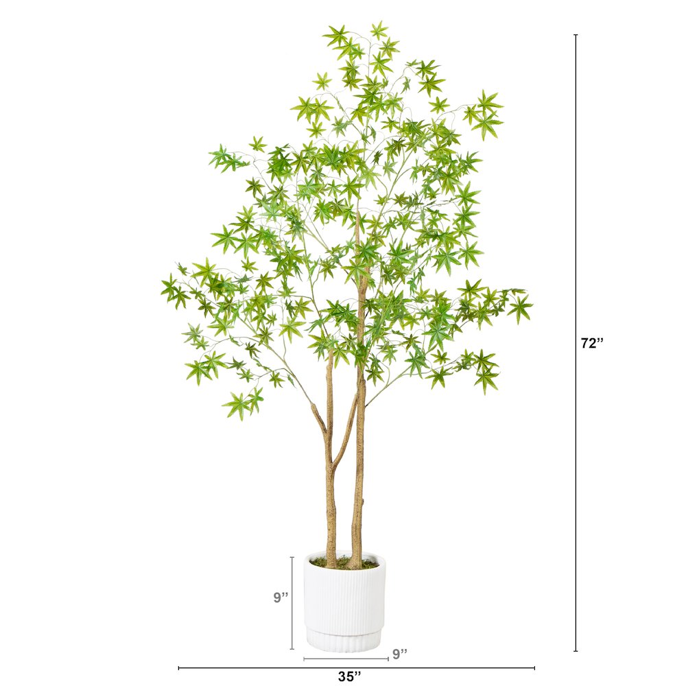 6ft. Artificial Maple Tree with White Planter