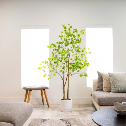 6ft. Artificial Maple Tree with White Planter