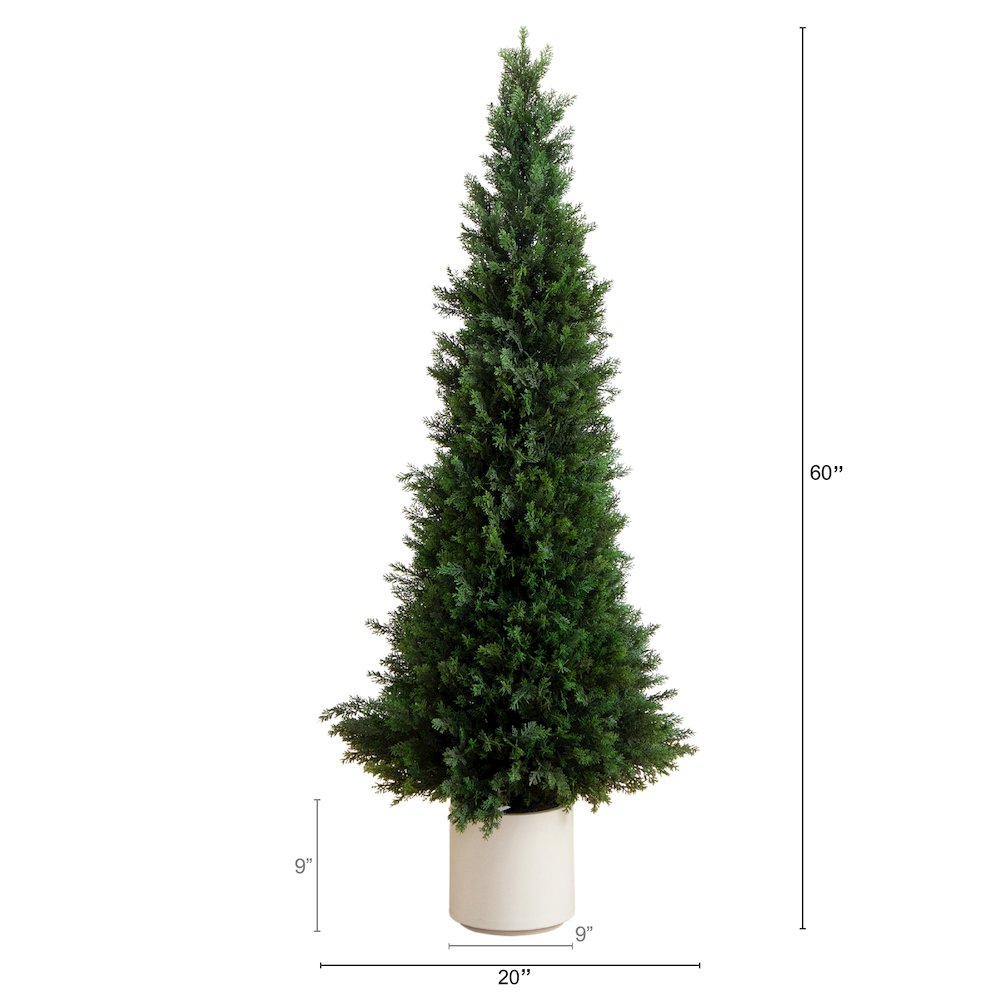 5ft. UV Resistant Artificial Cedar Tree in Decorative White Planter