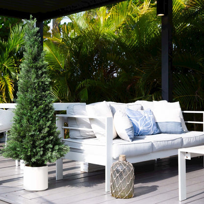 5ft. UV Resistant Artificial Cedar Tree in Decorative White Planter