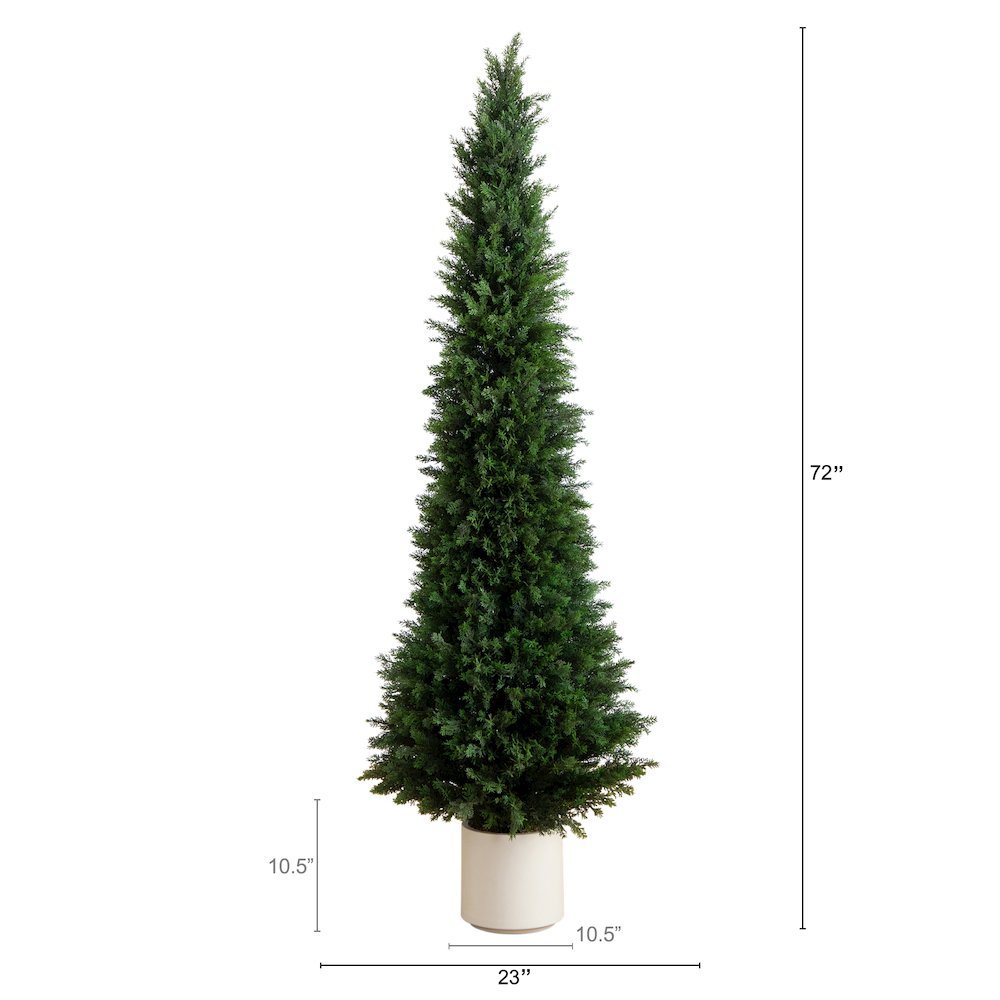 6ft. UV Resistant Artificial Cedar Tree in Decorative White Planter