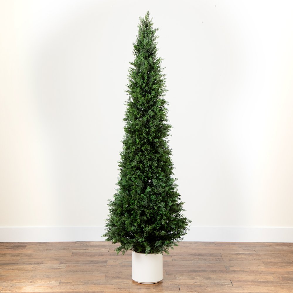 6ft. UV Resistant Artificial Cedar Tree in Decorative White Planter