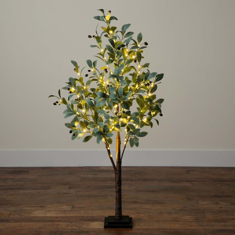 4ft. Lighted Artificial Fruiting Olive Tree with 150 Warm White LED Lights