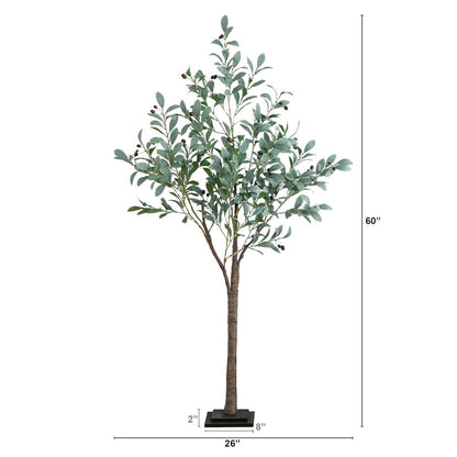 5ft. Lighted Artificial Fruiting Olive Tree with 200 Warm White LED Lights