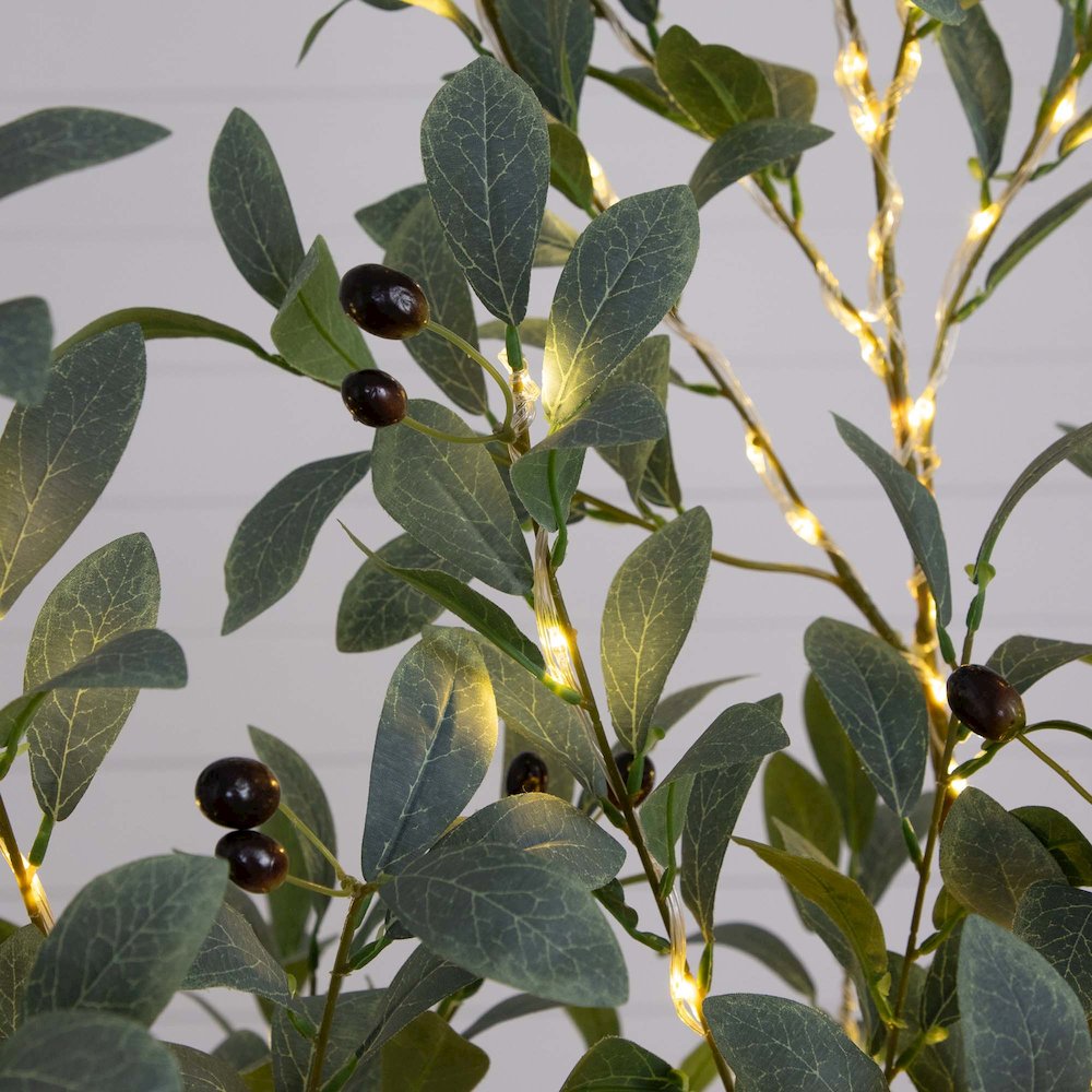 5ft. Lighted Artificial Fruiting Olive Tree with 200 Warm White LED Lights