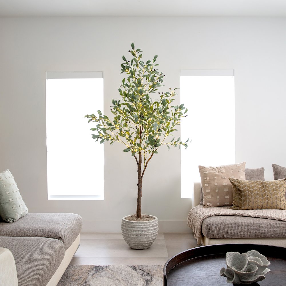 6ft. Lighted Artificial Fruiting Olive Tree with 280 Warm White LED Lights