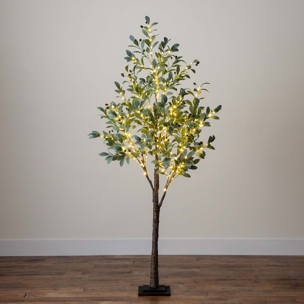 6ft. Lighted Artificial Fruiting Olive Tree with 280 Warm White LED Lights