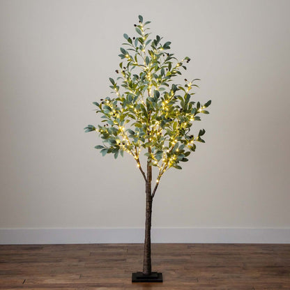 6ft. Lighted Artificial Fruiting Olive Tree with 280 Warm White LED Lights