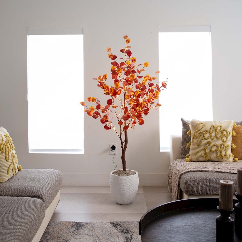 5ft. Pre-Lit Autumn Eucalyptus Artificial Fall Tree
