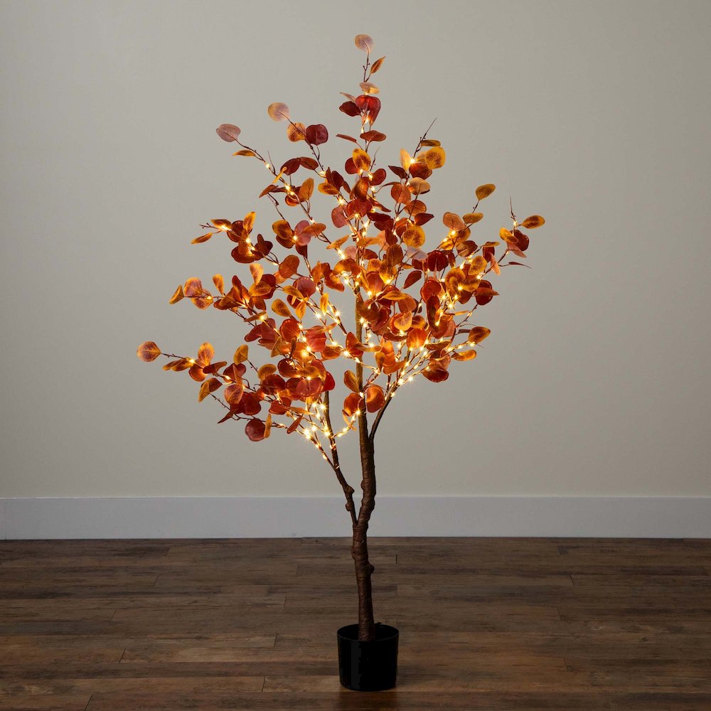 5ft. Pre-Lit Autumn Eucalyptus Artificial Fall Tree