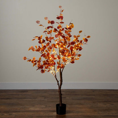 5ft. Pre-Lit Autumn Eucalyptus Artificial Fall Tree