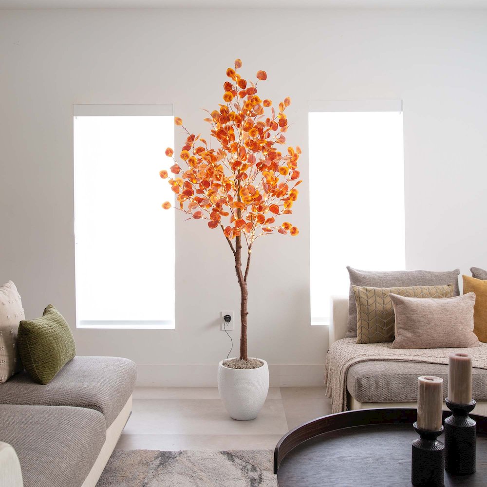 6ft. Pre-Lit Autumn Eucalyptus Artificial Fall Tree