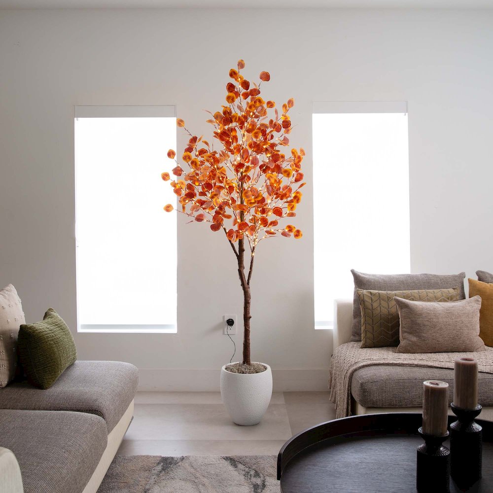 6ft. Pre-Lit Autumn Eucalyptus Artificial Fall Tree
