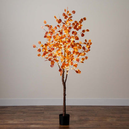 6ft. Pre-Lit Autumn Eucalyptus Artificial Fall Tree