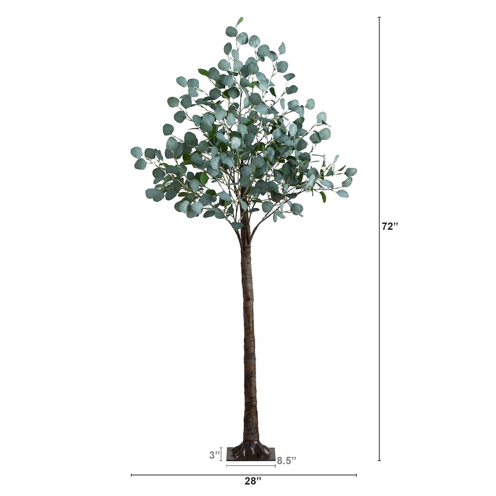 6ft. Lighted Artificial Eucalyptus Tree with 420 Warm White LED Lights