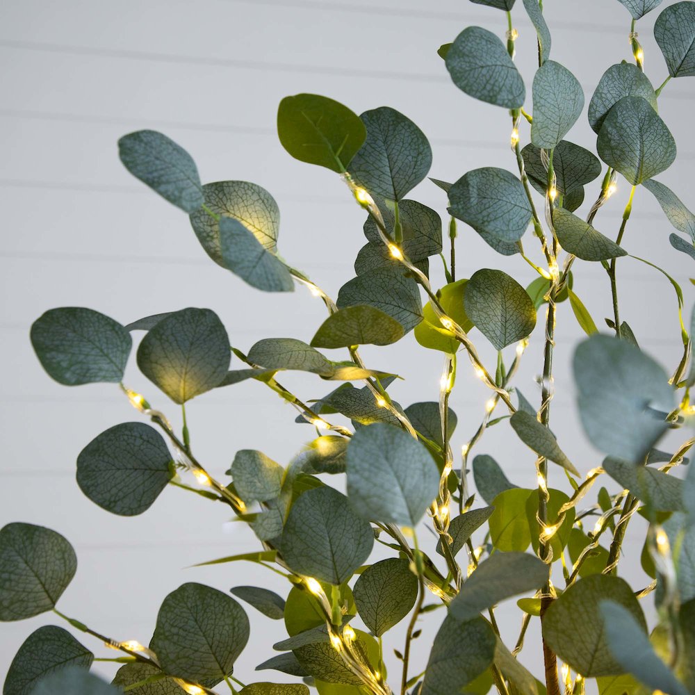 6ft. Lighted Artificial Eucalyptus Tree with 420 Warm White LED Lights