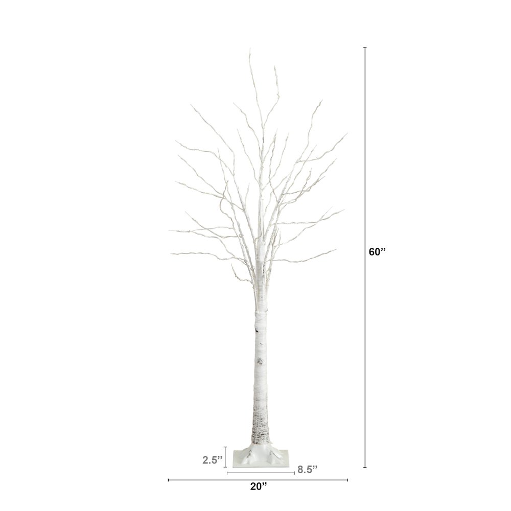5ft. Pre-Lit Artificial White Birch Tree with 240 Warm White LED Lights