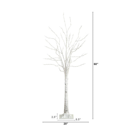 5ft. Pre-Lit Artificial White Birch Tree with 240 Warm White LED Lights