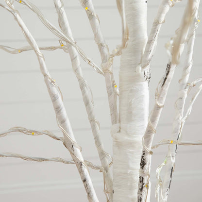 5ft. Pre-Lit Artificial White Birch Tree with 240 Warm White LED Lights
