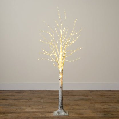 5ft. Pre-Lit Artificial White Birch Tree with 240 Warm White LED Lights