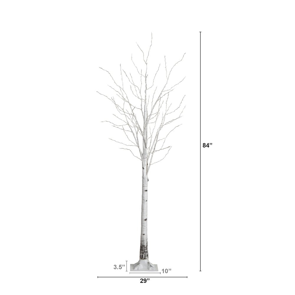 7ft. Pre-Lit Artificial White Birch Tree with 400 Warm White LED Lights