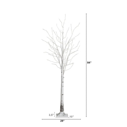 7ft. Pre-Lit Artificial White Birch Tree with 400 Warm White LED Lights